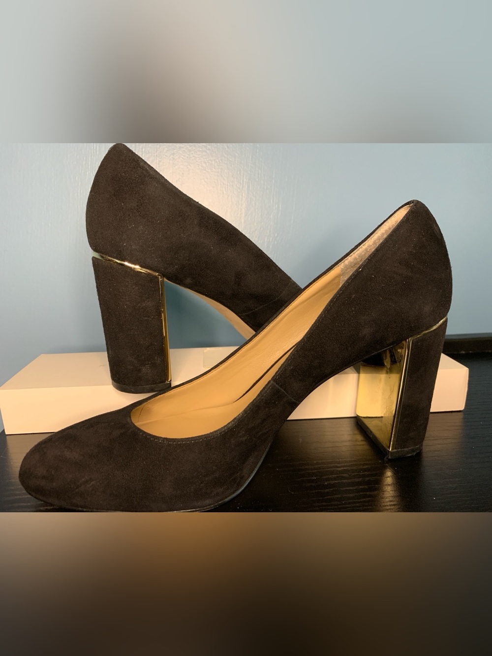Ann Taylor Black Suede Pointed-Toe Pumps